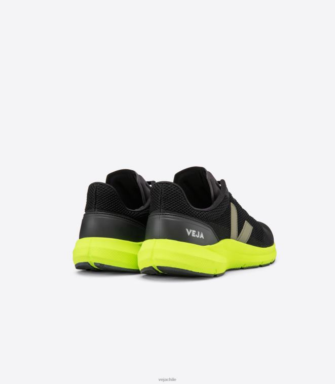 Veja hombres marlin lt v-knit negro kaki amarillo fluo PDFXH205 zapatos