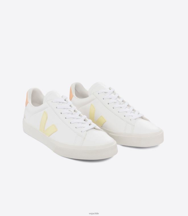 Veja hombres campo cuero sin cromo blanco melocotón sol PDFXH19 zapatos