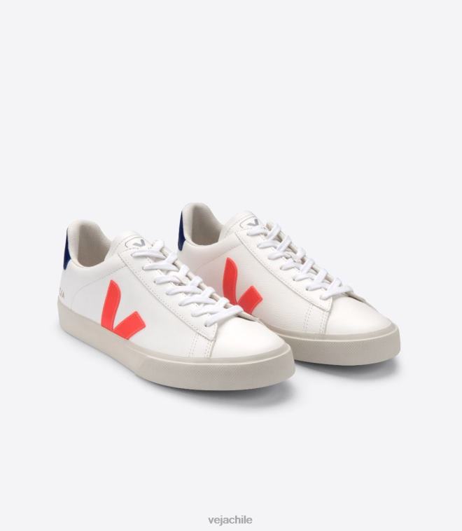 Veja hombres campo cuero sin cromo blanco naranja fluo PDFXH16 zapatos