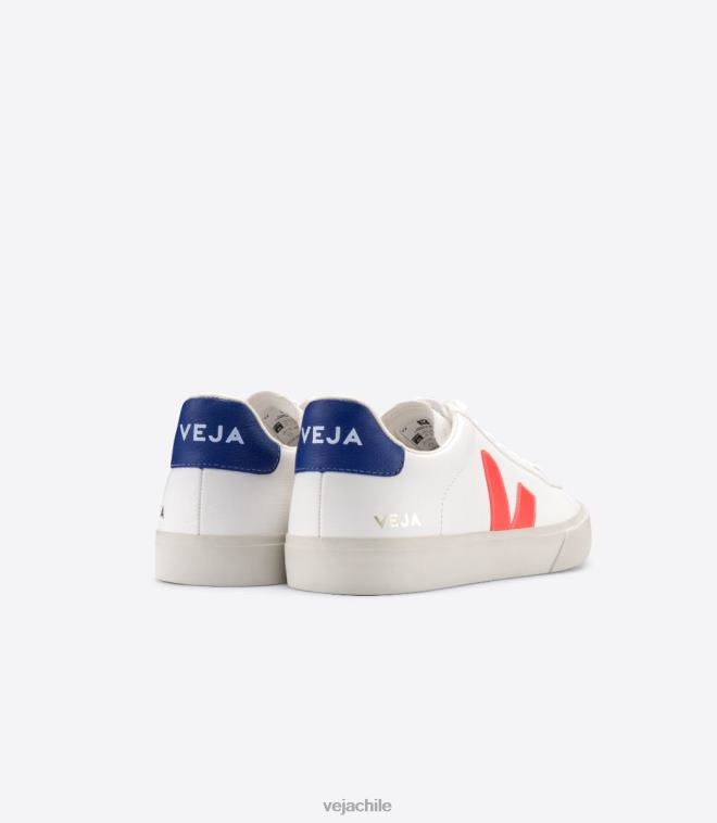 Veja hombres campo cuero sin cromo blanco naranja fluo PDFXH16 zapatos