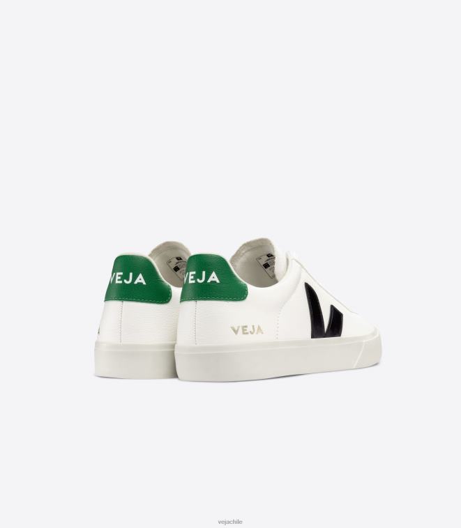 Veja hombres campo cuero sin cromo blanco negro esmeralda PDFXH20 zapatos
