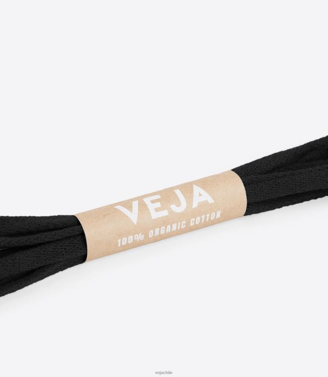 Veja hombres cordones algodón orgánico negro PDFXH220 cordones