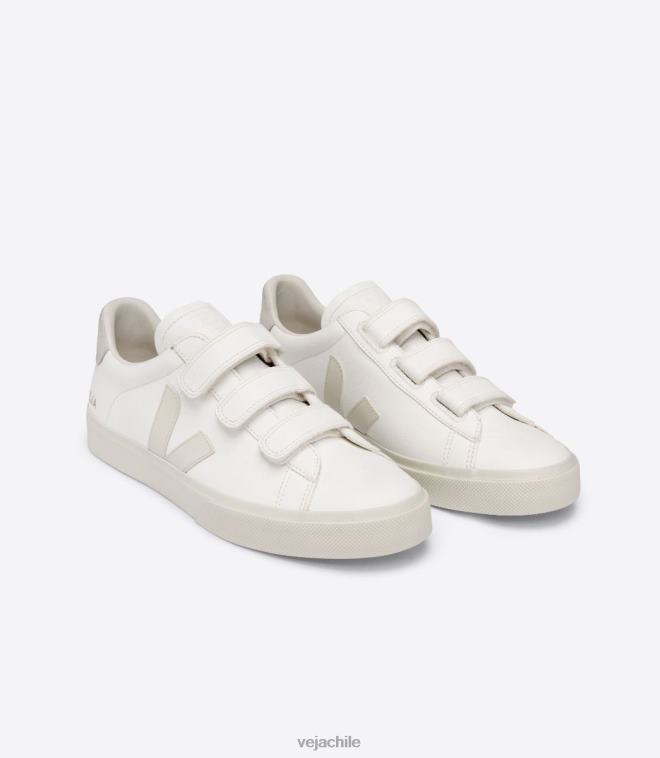 Veja hombres Recife cuero sin cromo blanco pierre natural PDFXH117 zapatos
