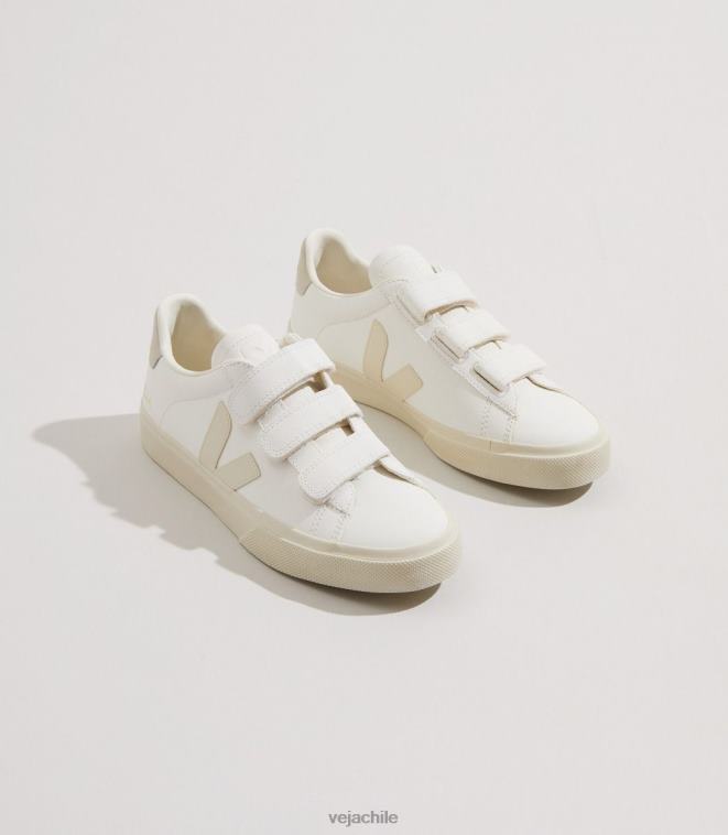 Veja hombres Recife cuero sin cromo blanco pierre natural PDFXH117 zapatos