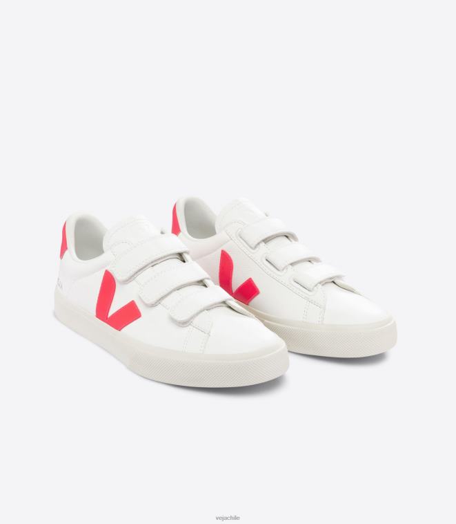 Veja hombres Recife cuero sin cromo blanco rosa fluo PDFXH112 zapatos