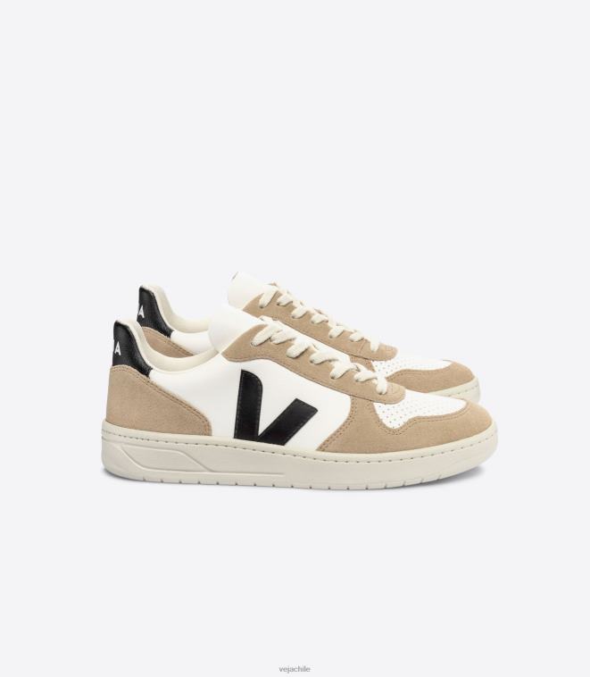 Veja hombres v-10 cuero sin cromo blanco negro sahara PDFXH38 zapatos