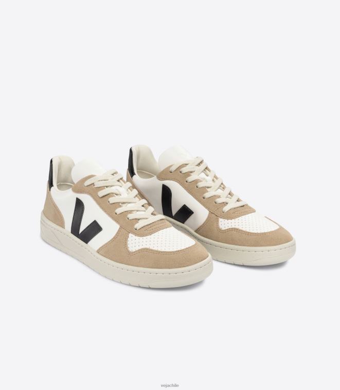 Veja hombres v-10 cuero sin cromo blanco negro sahara PDFXH38 zapatos