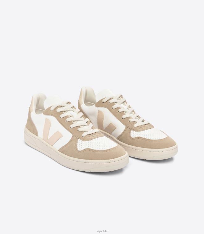 Veja hombres v-10 cuero sin cromo blanco sable sahara PDFXH39 zapatos