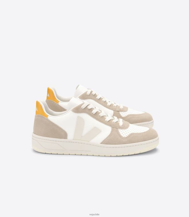 Veja hombres v-10 cuero sin cromo blanco sahara ouro PDFXH69 zapatos