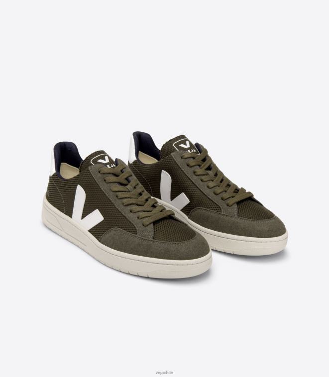 Veja hombres v-12 vegano b-mesh oliva blanco PDFXH30 zapatos