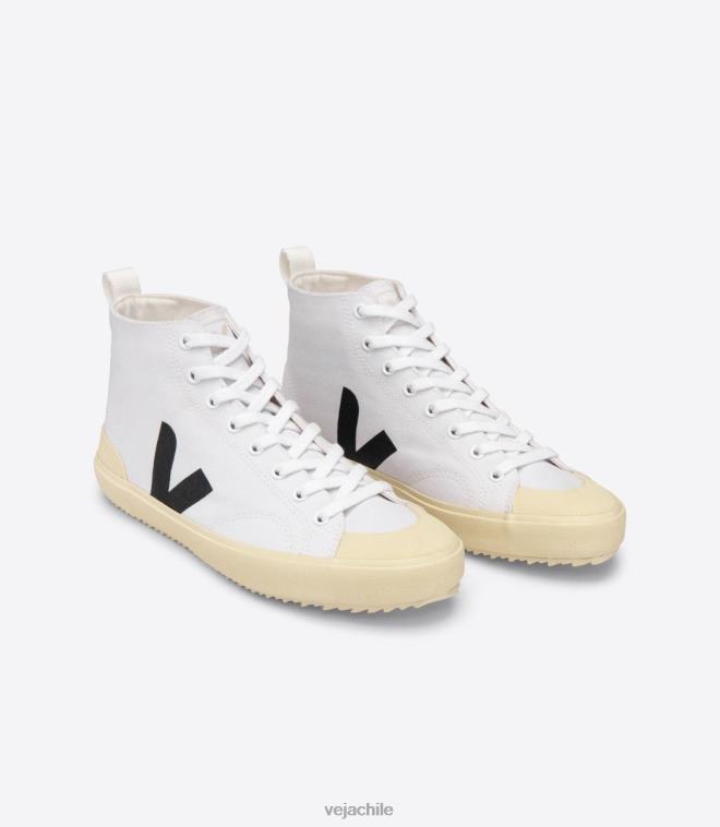 Veja mujer nova ht lona blanco negro suela mantequilla PDFXH288 zapatos