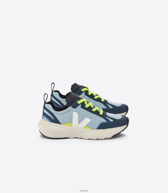 Veja niños cordones elásticos canario alveomesh acero blanco PDFXH376 zapatos