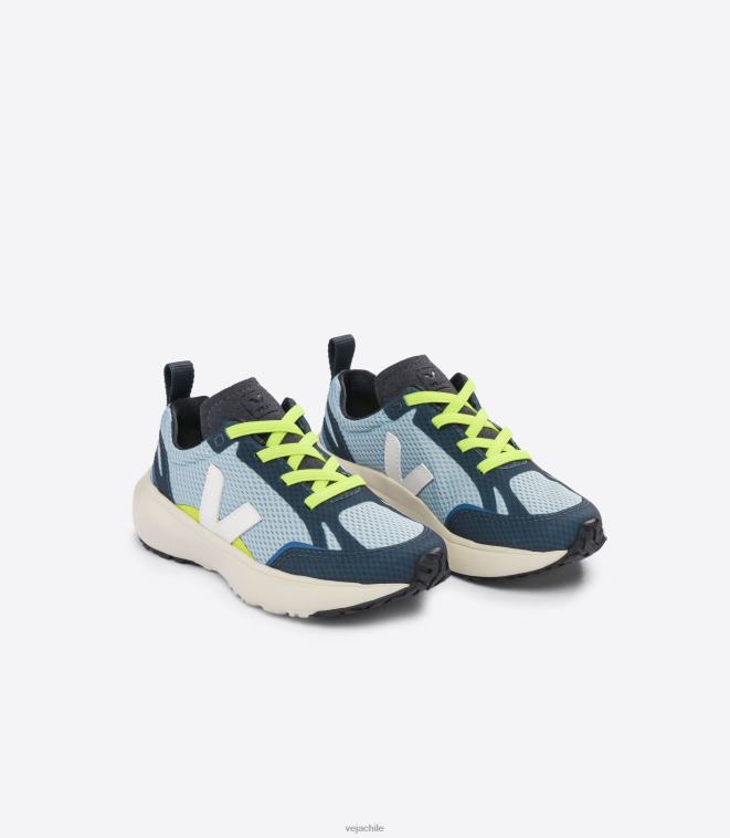 Veja niños cordones elásticos canario alveomesh acero blanco PDFXH376 zapatos