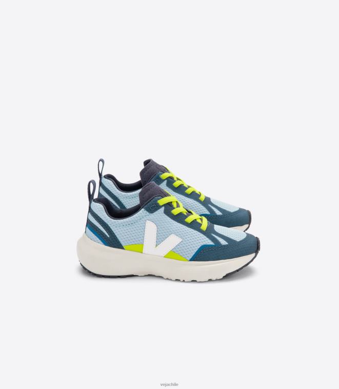 Veja niños cordones elásticos canario alveomesh acero blanco PDFXH383 zapatos