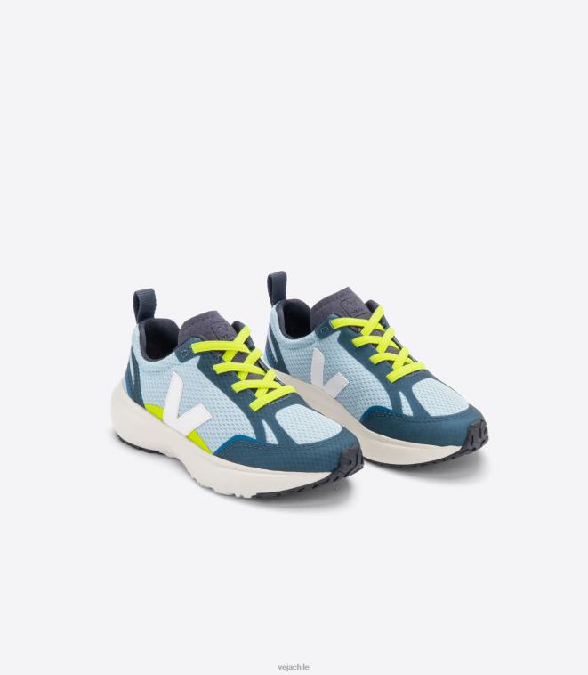 Veja niños cordones elásticos canario alveomesh acero blanco PDFXH383 zapatos