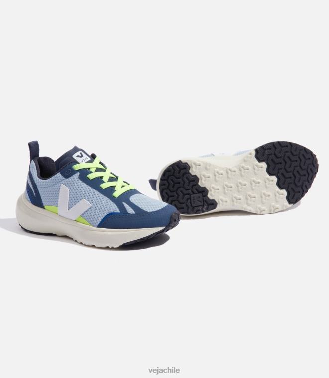 Veja niños cordones elásticos canario alveomesh acero blanco PDFXH383 zapatos