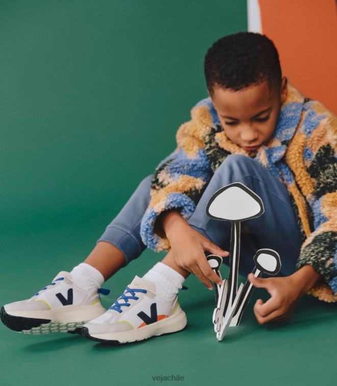 Veja niños cordones elásticos canario alveomesh blanco nautico PDFXH381 zapatos