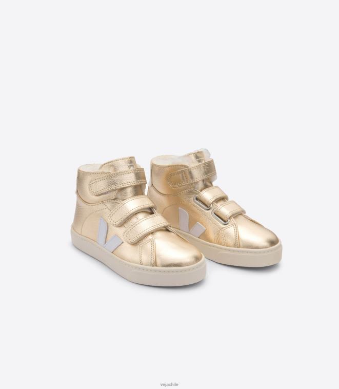 Veja niños esplar piel pelo medio platine blanco PDFXH317 zapatos