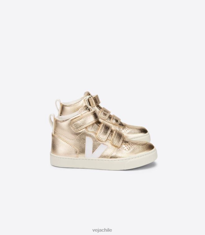 Veja niños v-10 mid cuero sin cromo blanco platino PDFXH347 zapatos