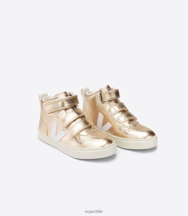 Veja niños v-10 mid cuero sin cromo blanco platino PDFXH347 zapatos