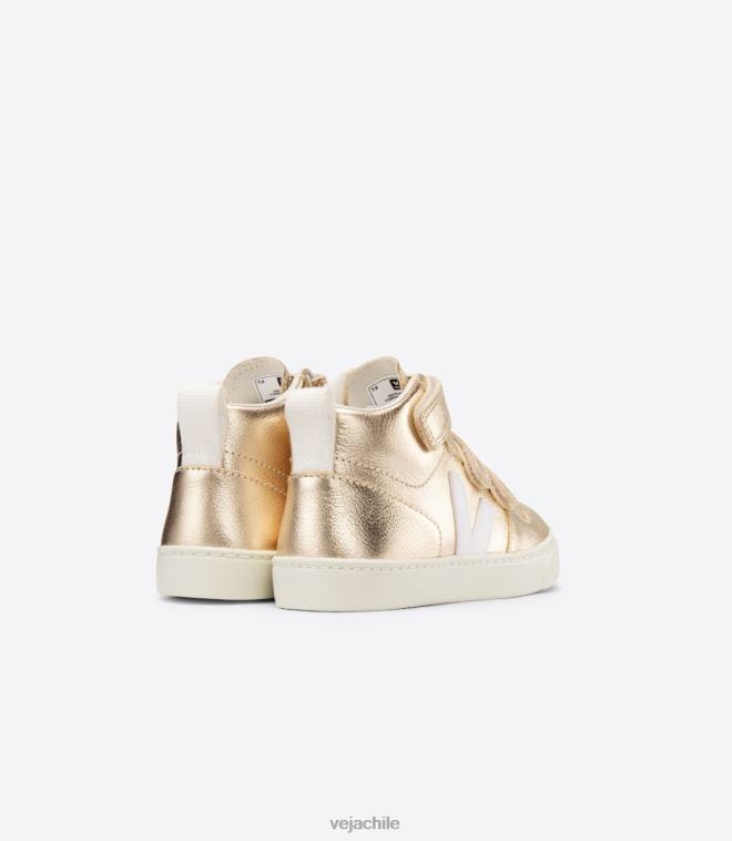 Veja niños v-10 mid cuero sin cromo blanco platino PDFXH347 zapatos