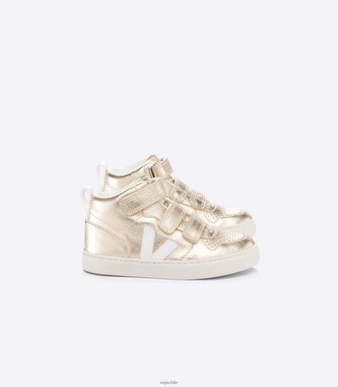 Veja niños v-10 mid cuero sin cromo blanco platino PDFXH351 zapatos