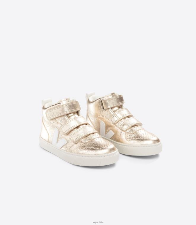 Veja niños v-10 mid cuero sin cromo blanco platino PDFXH351 zapatos
