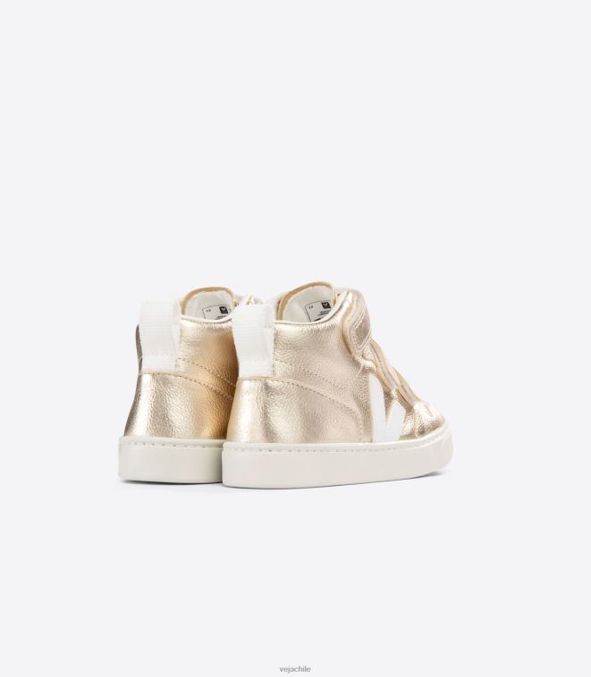 Veja niños v-10 mid cuero sin cromo blanco platino PDFXH351 zapatos