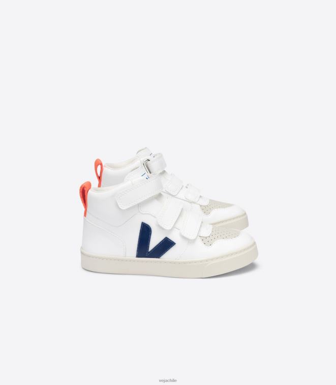 Veja niños v-10 mid cwl blanco naranja cobalto fluo PDFXH346 zapatos
