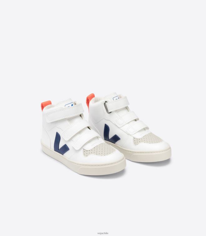 Veja niños v-10 mid cwl blanco naranja cobalto fluo PDFXH346 zapatos