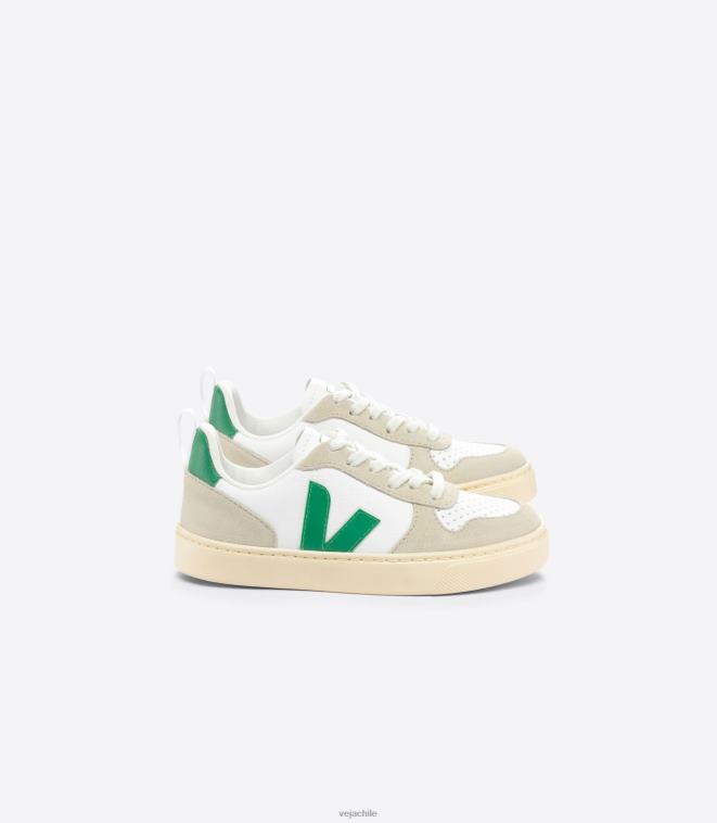Veja niños v-10 cuero sin cromo blanco esmeralda almendra PDFXH357 zapatos