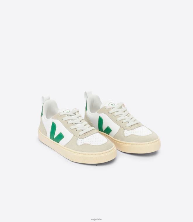 Veja niños v-10 cuero sin cromo blanco esmeralda almendra PDFXH357 zapatos