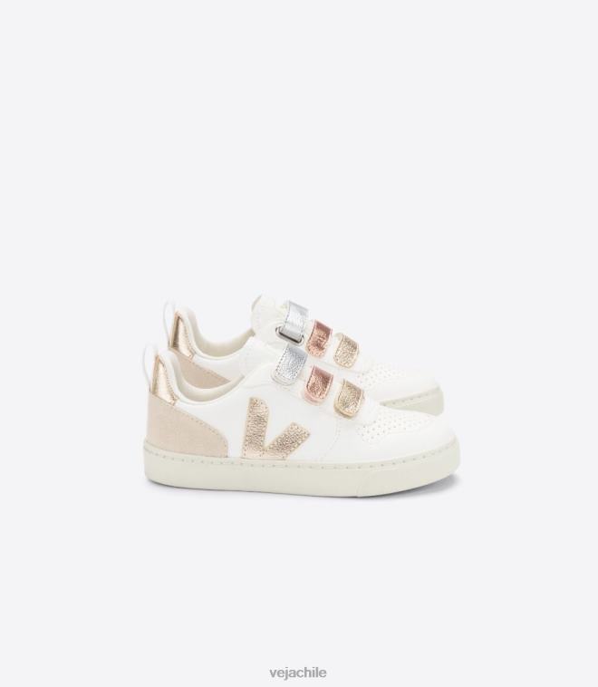 Veja niños v-10 cuero sin cromo multico blanco brillante PDFXH355 zapatos