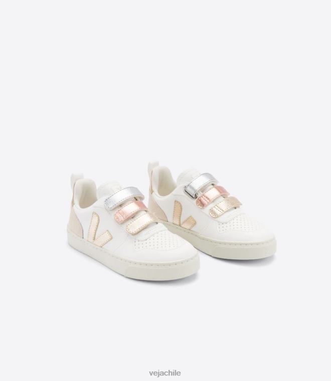 Veja niños v-10 cuero sin cromo multico blanco brillante PDFXH355 zapatos
