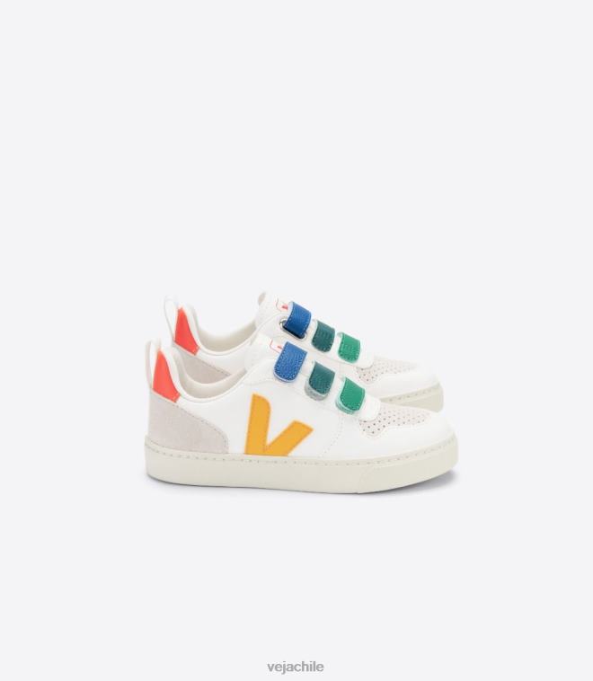Veja niños v-10 cuero sin cromo multico blanco ouro PDFXH354 zapatos