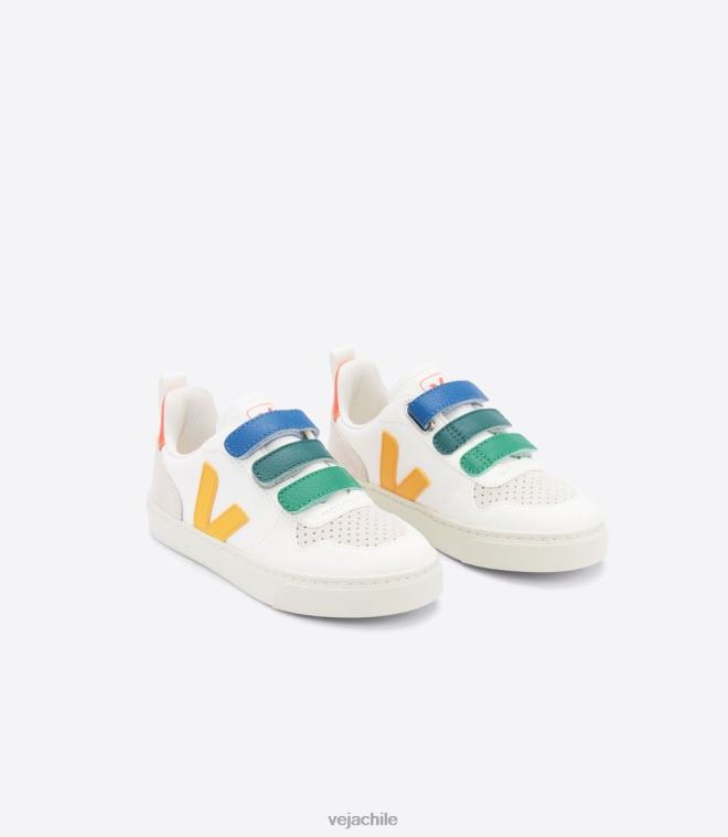 Veja niños v-10 cuero sin cromo multico blanco ouro PDFXH354 zapatos