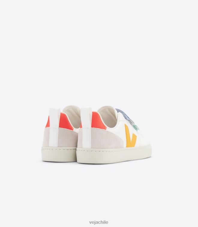 Veja niños v-10 cuero sin cromo multico blanco ouro PDFXH354 zapatos