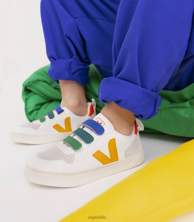 Veja niños v-10 cuero sin cromo multico blanco ouro PDFXH354 zapatos