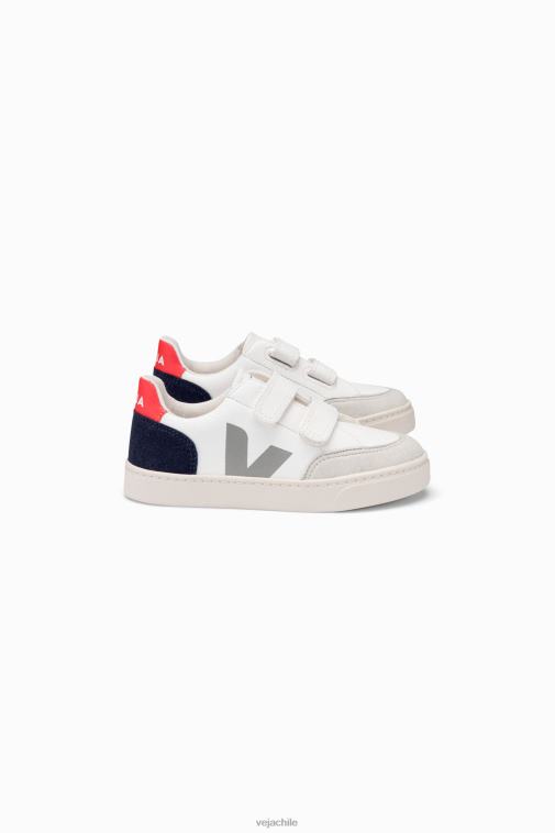 Veja niños v-12 cuero sin cromo blanco multico nautico PDFXH310 zapatos