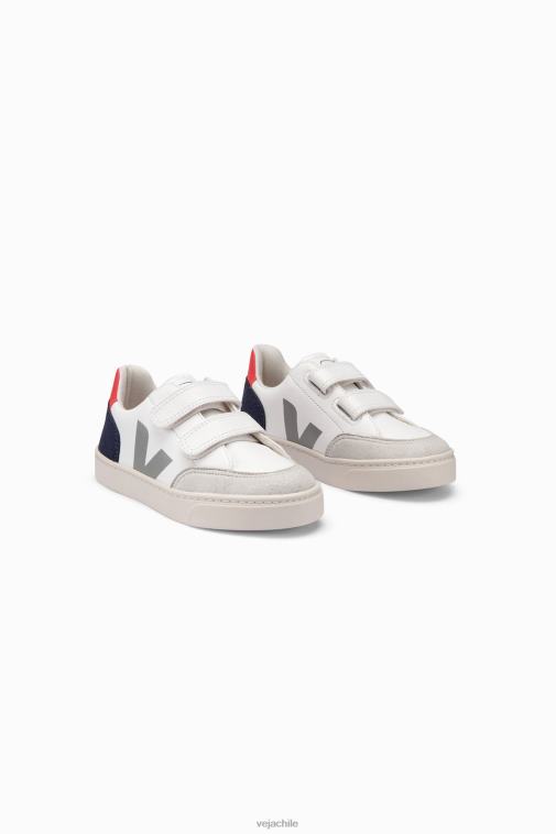 Veja niños v-12 cuero sin cromo blanco multico nautico PDFXH310 zapatos