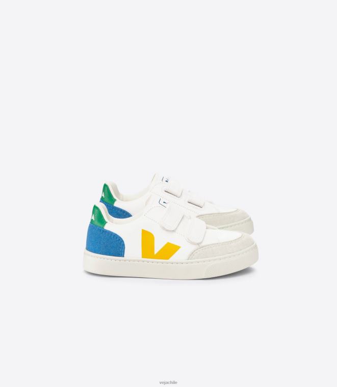 Veja niños v-12 cuero sin cromo blanco multico índigo PDFXH302 zapatos