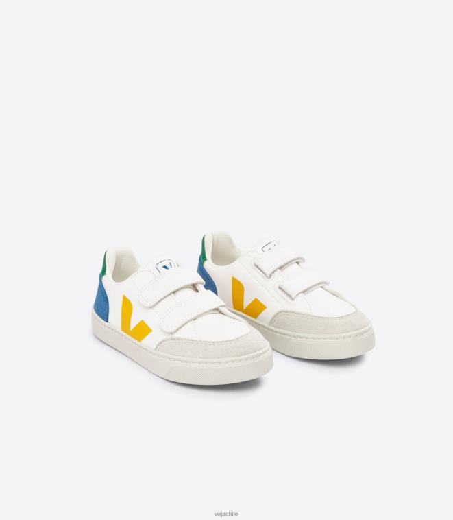 Veja niños v-12 cuero sin cromo blanco multico índigo PDFXH302 zapatos