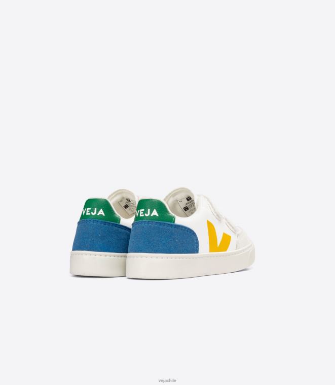 Veja niños v-12 cuero sin cromo blanco multico índigo PDFXH302 zapatos