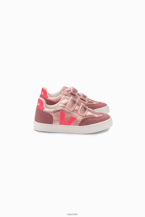 Veja niños v-12 cuero sin cromo nácar rosa fluo PDFXH306 zapatos
