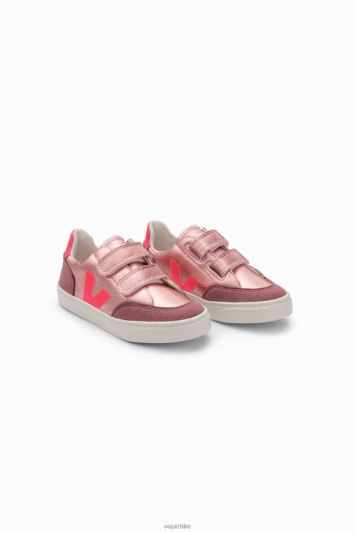 Veja niños v-12 cuero sin cromo nácar rosa fluo PDFXH306 zapatos