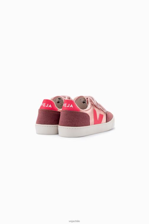 Veja niños v-12 cuero sin cromo nácar rosa fluo PDFXH306 zapatos